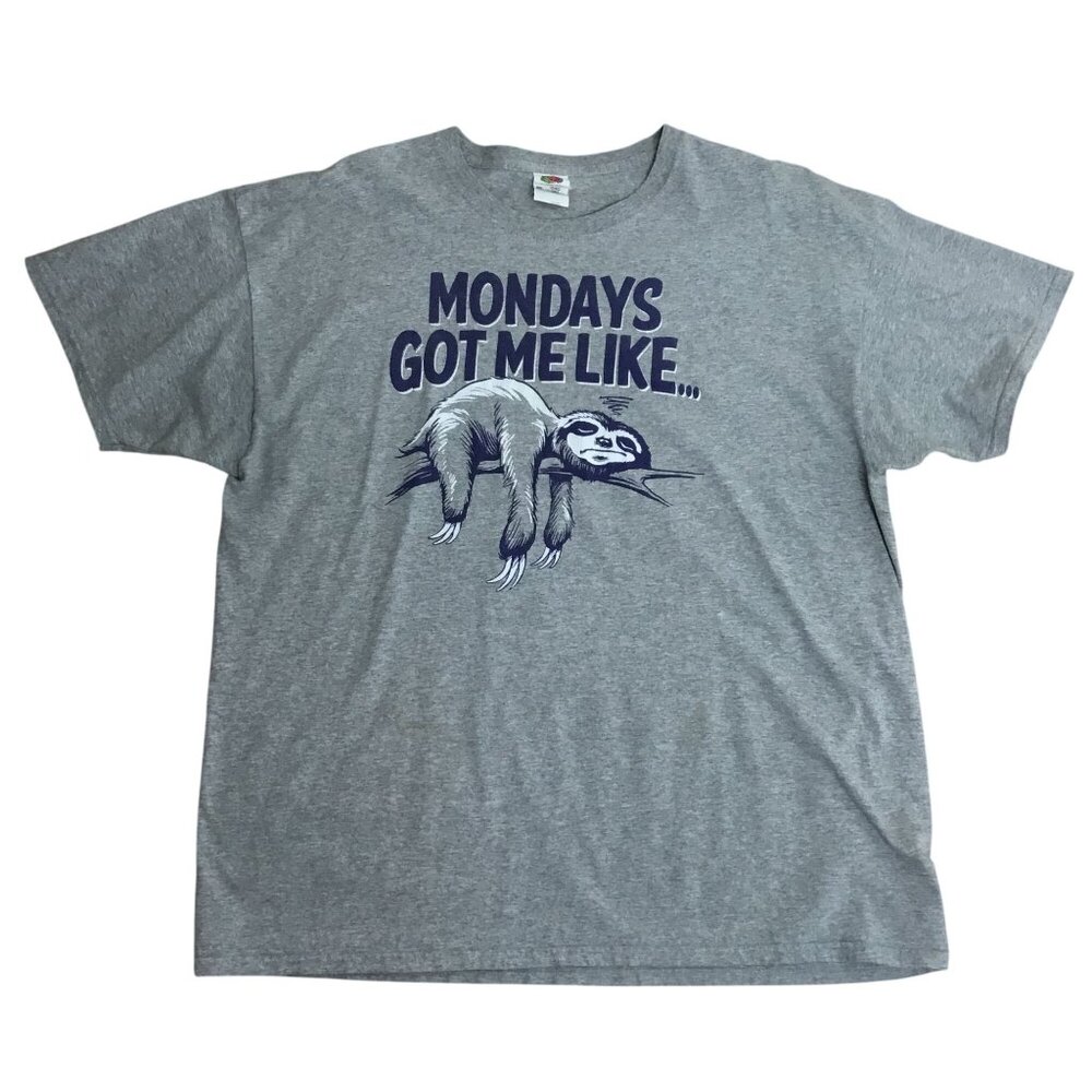 Men’s Mondays Got Me Like Sloth Graphic T-Shirt Funny Humor Novelty Lounge XL